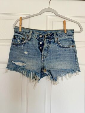 Levi's 501 Classic Light Blue Denim Cutoff Shorts — Size 24